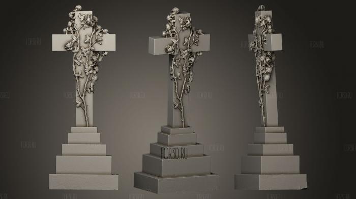Cross with leaves stl model for CNC